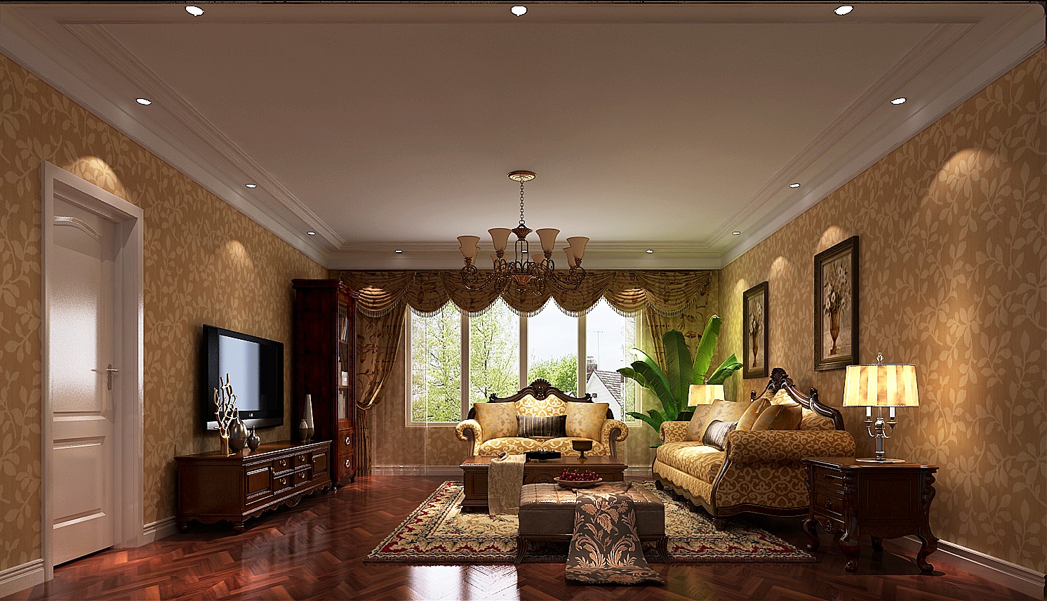 客厅图片来自专业别墅设计工作室在东湖湾美式风格案例的分享