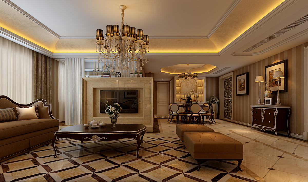 欧式 三居 和平盛世 客厅图片来自合肥川豪装饰装修在和平盛世188平米欧式风格设计的分享