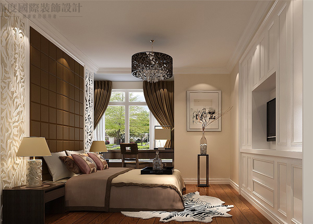 中式 装修 设计 效果图 三居 卧室图片来自高度国际别墅装饰设计在简约中式装饰设计效果图的分享