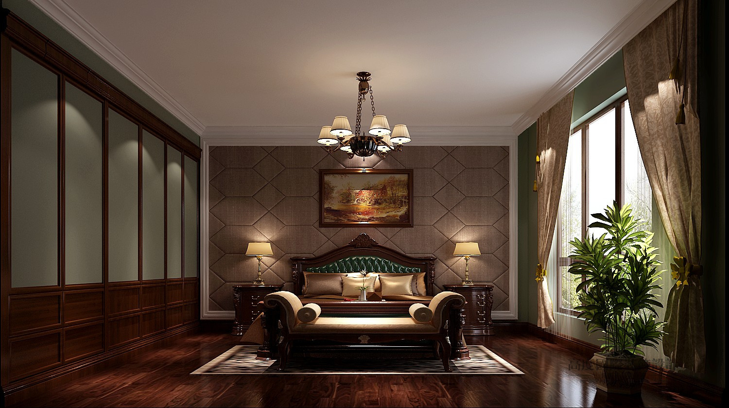 别墅 效果图 设计案例 托斯卡纳 卧室图片来自高度国际设计装饰在润泽庄园联排别墅托斯卡纳案例的分享