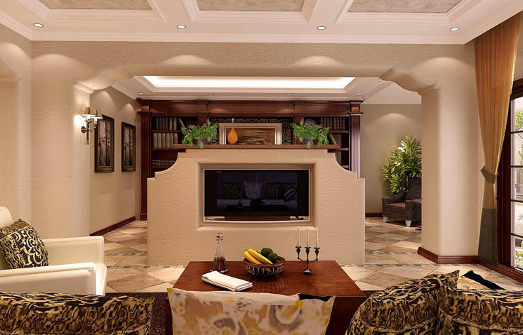 客厅图片来自专业别墅设计工作室在天竺新新家园托斯卡纳风格案例的分享