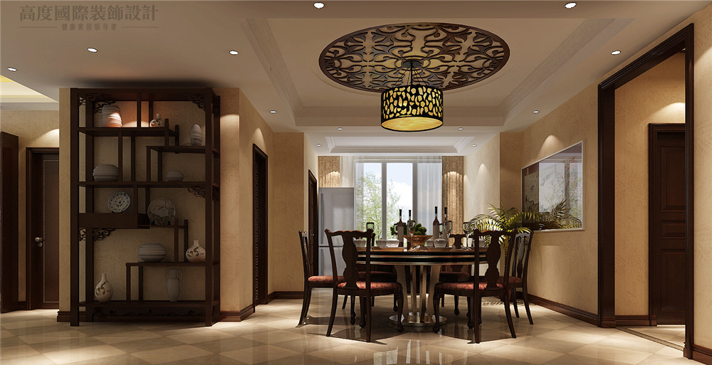 新中式 百合湾 效果图 设计 装修 三居 餐厅图片来自高度国际别墅装饰设计在新中式装修设计效果图的分享
