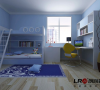 可爱到顶点的儿童房间，淡雅美丽的蓝色墙面，功能与童话结合的唯美房间。