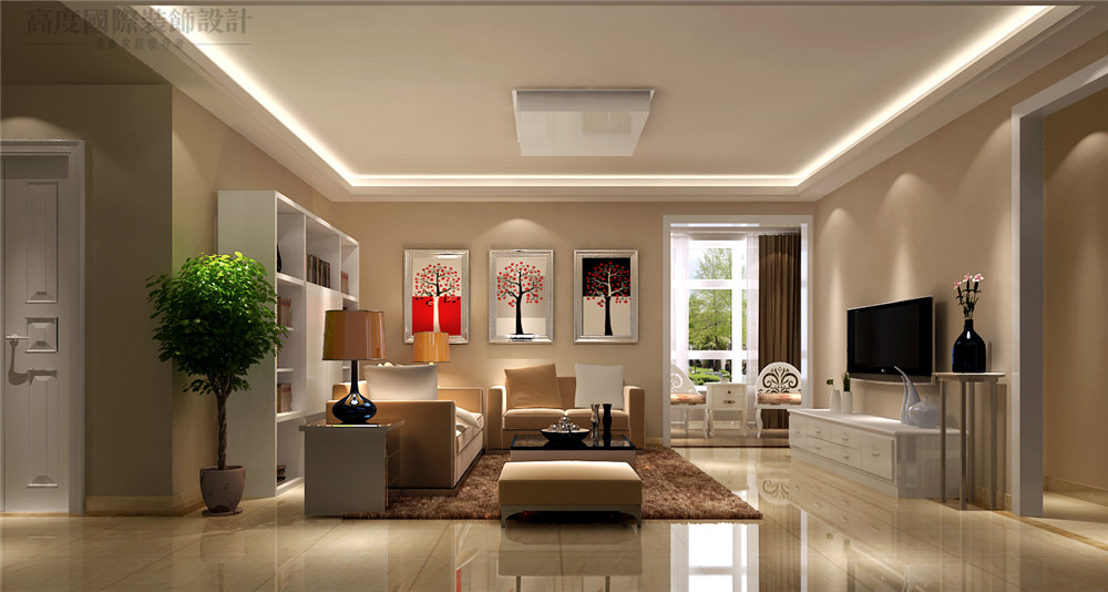 百合湾 三居 简欧 装修 设计 客厅图片来自高度国际别墅装饰设计在120平米简欧设计的分享