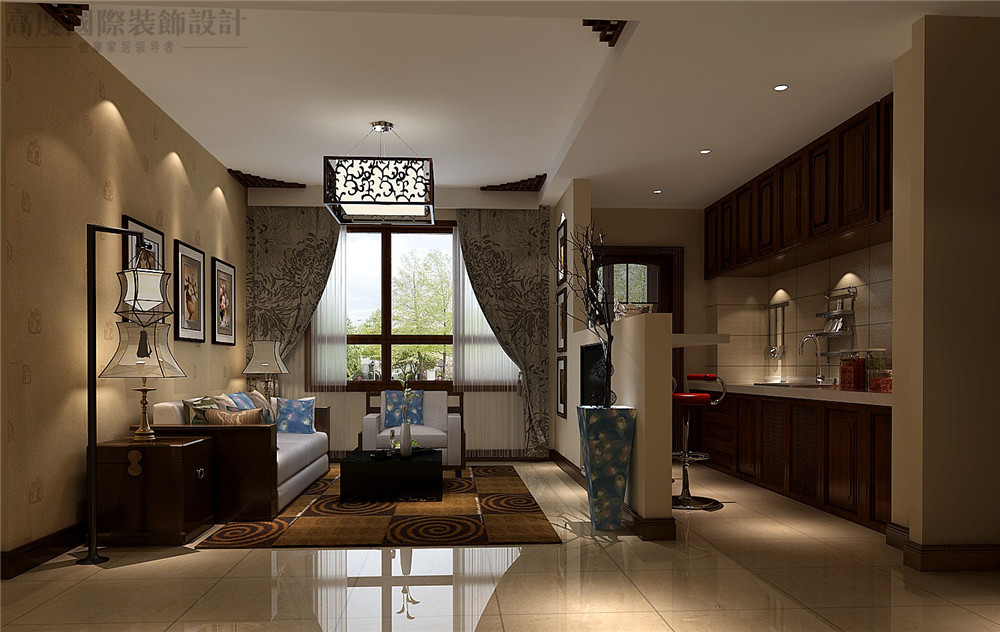新中式 装修 设计 效果图 二居 厨房图片来自高度国际别墅装饰设计在中式装修设计的分享