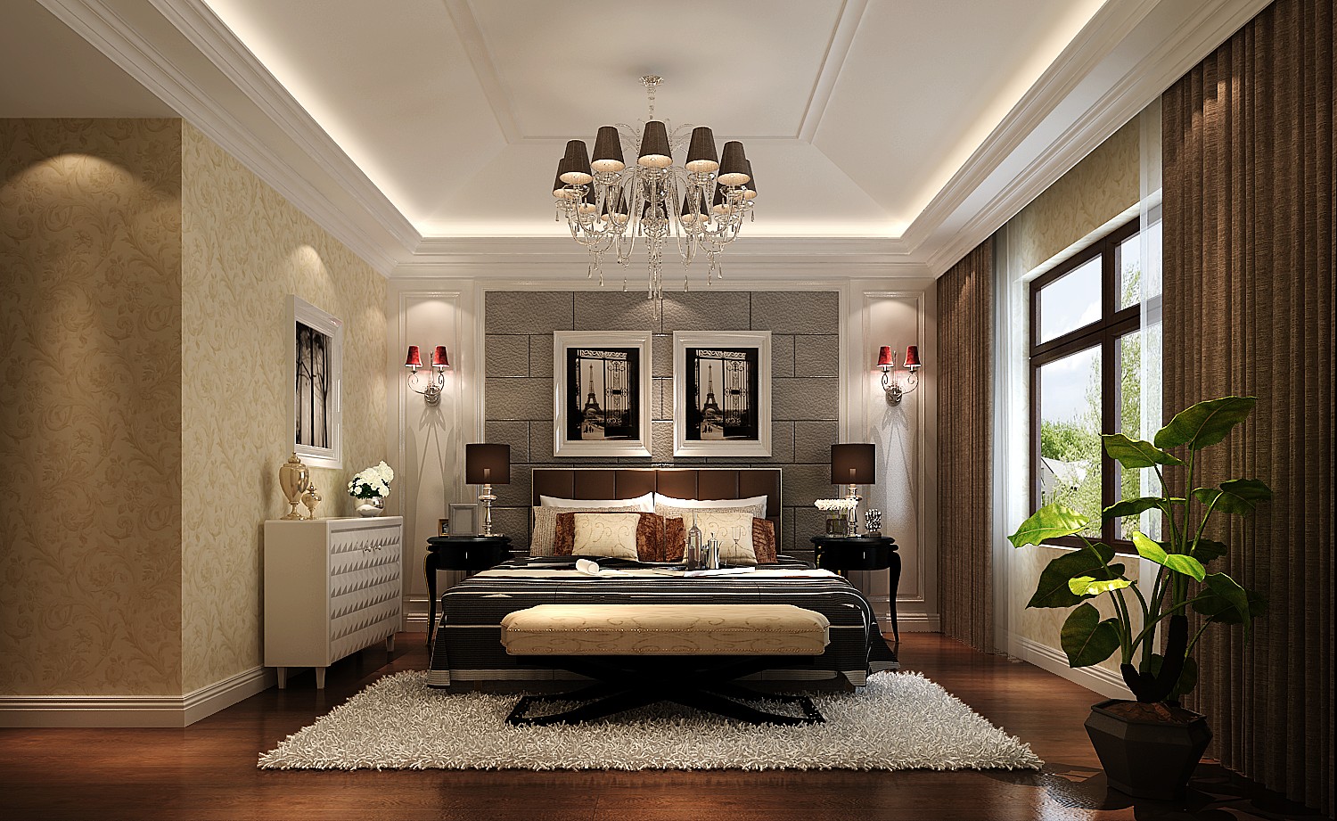 卧室图片来自专业别墅设计工作室在金色漫香苑180㎡欧式风格案例的分享