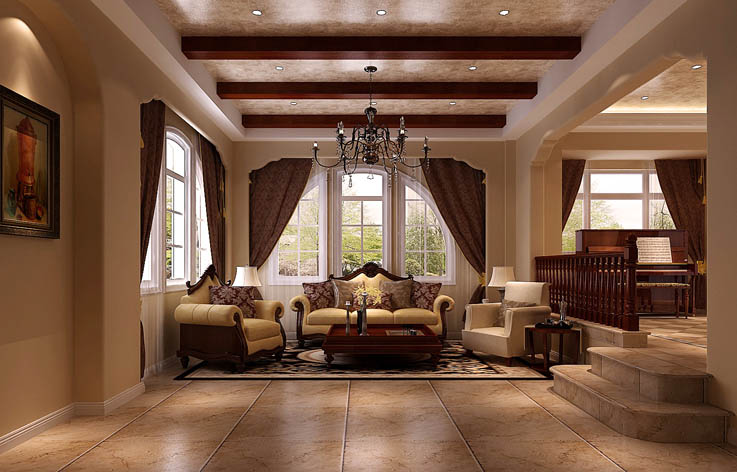 客厅图片来自专业别墅设计工作室在天竺新新家园托斯卡纳风格案例的分享