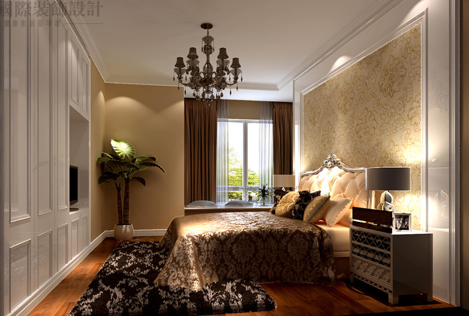百合湾 三居 简欧 装修 设计 卧室图片来自高度国际别墅装饰设计在120平米简欧设计的分享