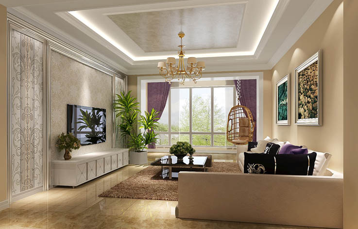 客厅图片来自专业别墅设计工作室在中海城风情苑简欧风格案例的分享