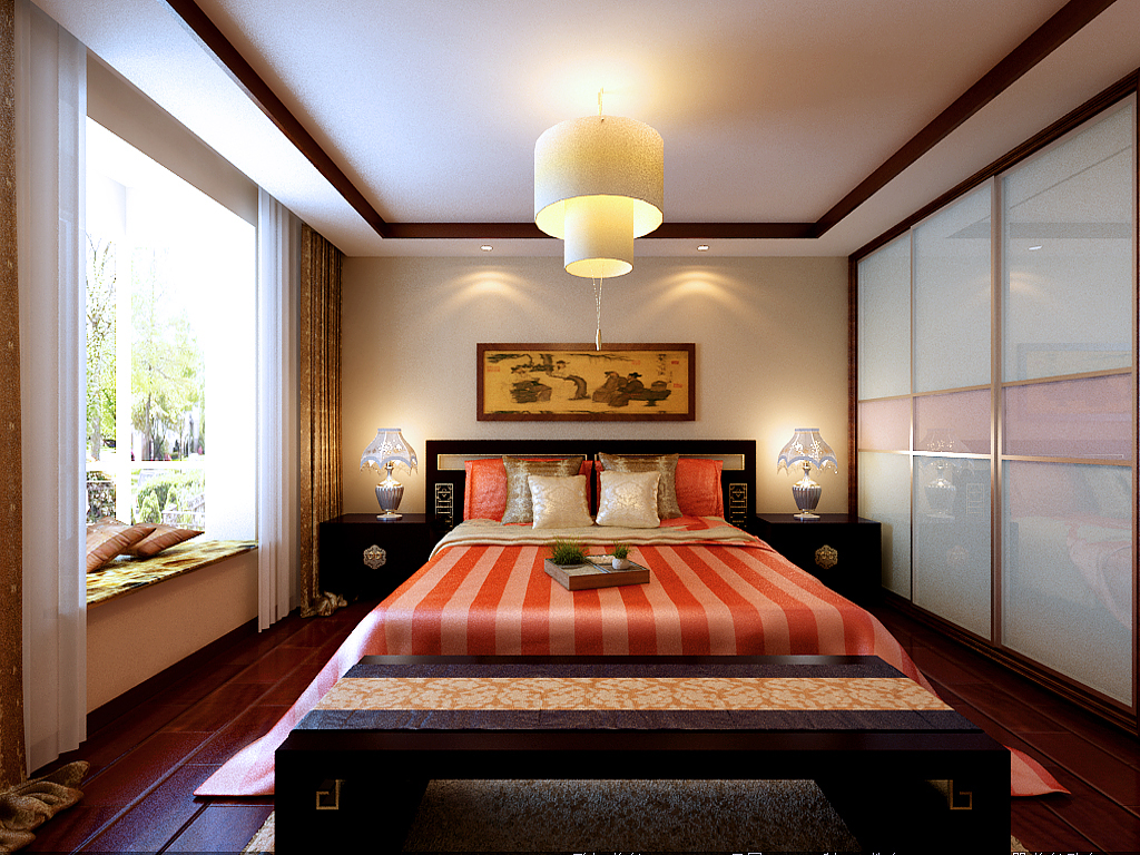 简约 二居 卧室图片来自北京实创装饰在山语城中式浪漫婚房的分享