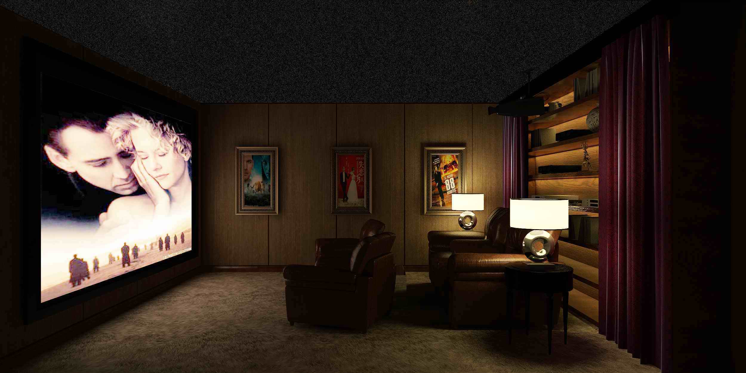 欧式 别墅 客厅 餐厅 影音室 娱乐室图片来自尚层装饰大林在中粮祥云47号的分享