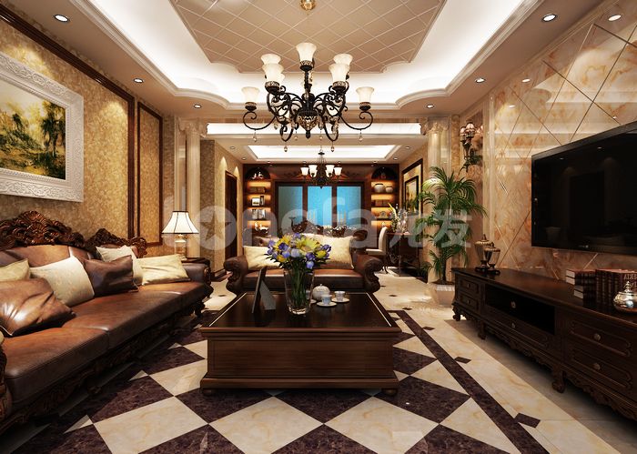欧式 古典 四居 卧室 龙发装饰 客厅图片来自龙发装饰集团西安分公司在欧式古典160天朗大兴郡的分享