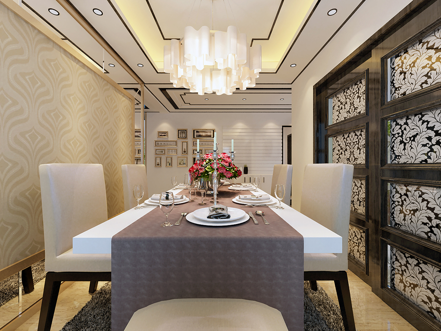 简约 别墅 三居 混搭 欧式 餐厅图片来自北京实创装饰在三口之家现代简约的温馨三居室的分享