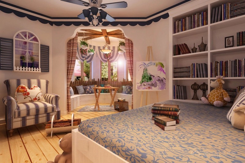 卧室效果图 地中海风格 蓝堡湾 卧室图片来自超凡装饰季国华在蓝堡湾装修效果图的分享