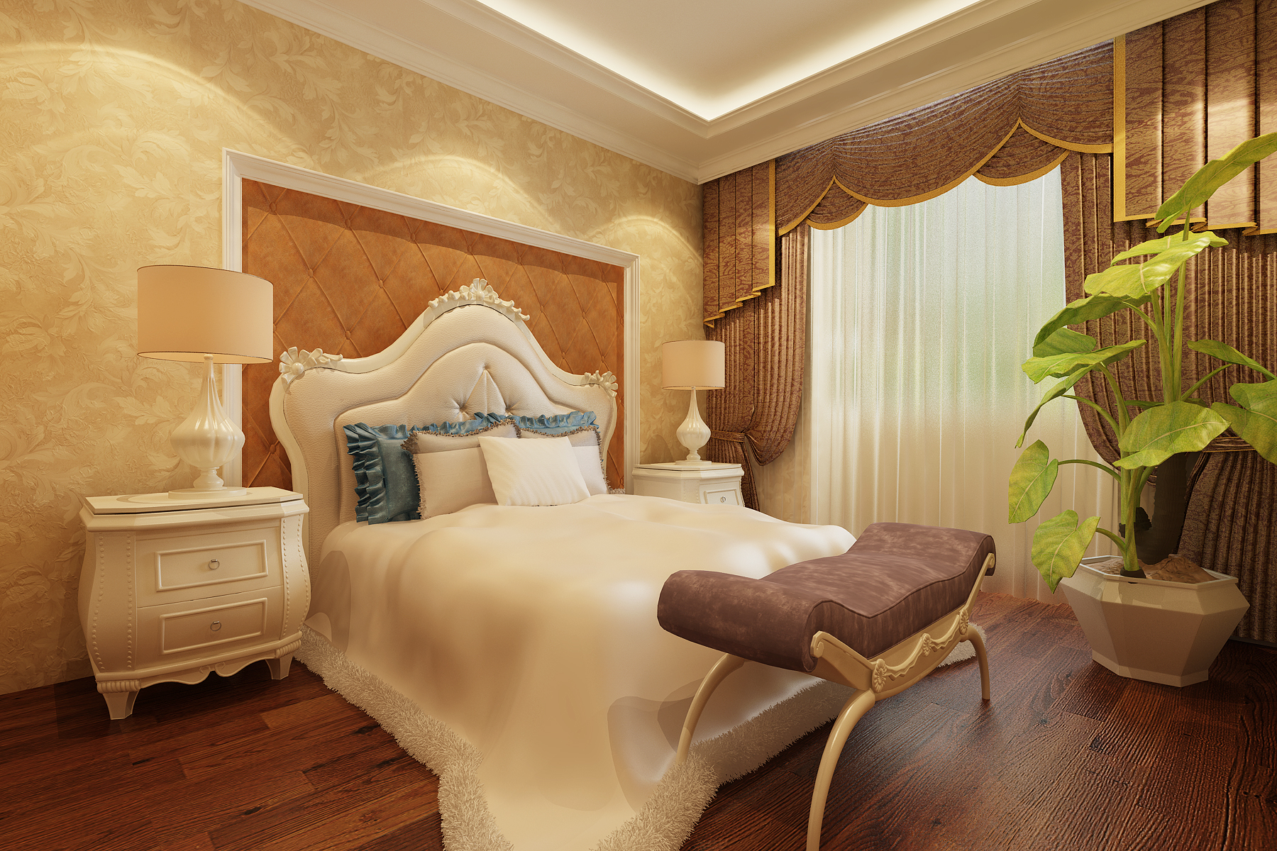 欧式 三居 别墅 卧室图片来自北京实创装饰在豪华欧式装修  品味惬意格调生活的分享