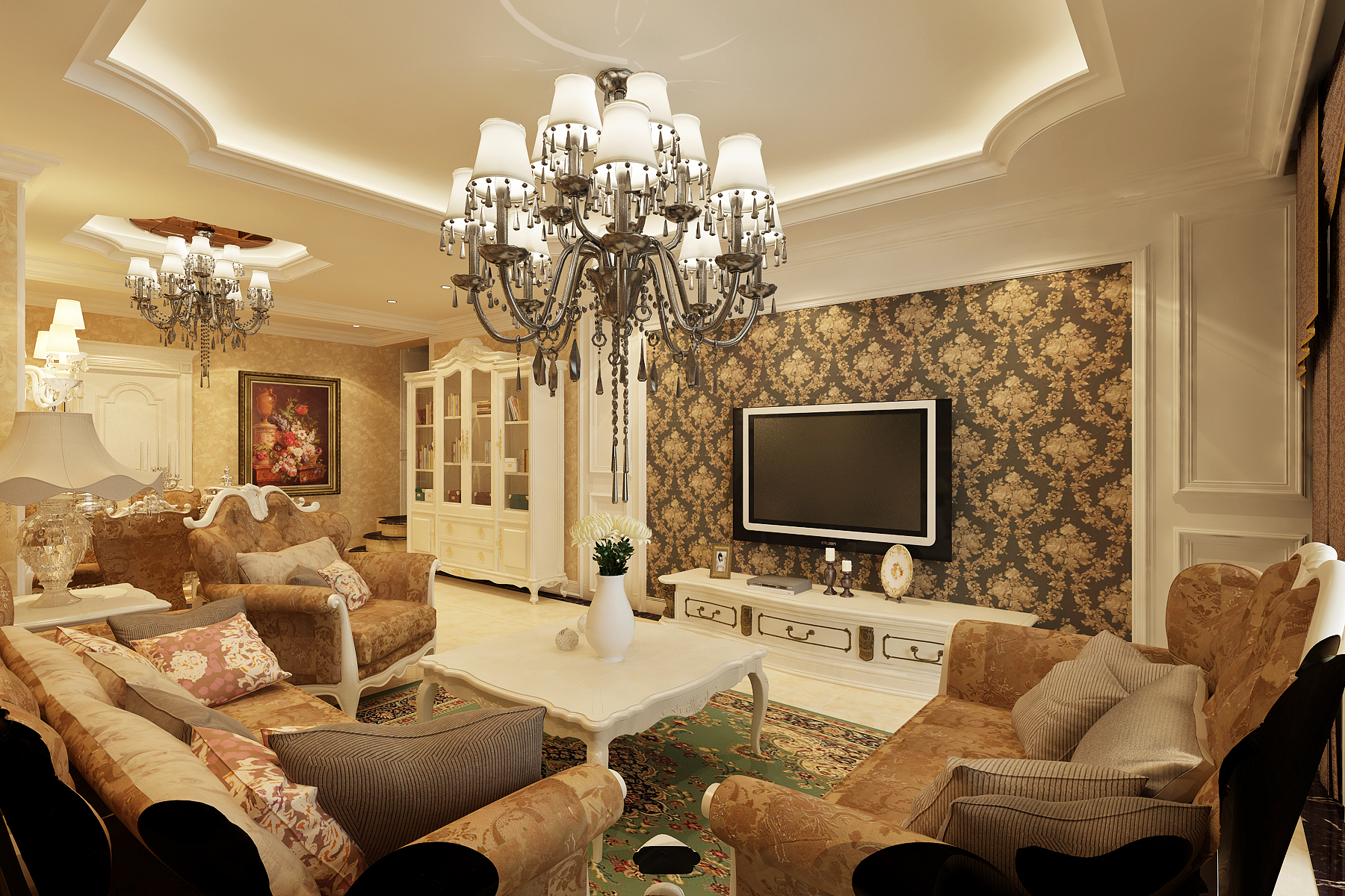 欧式 三居 别墅 客厅图片来自北京实创装饰在豪华欧式装修  品味惬意格调生活的分享