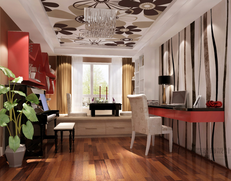 现代 公寓 效果图 设计案例 书房图片来自高度国际设计装饰在金色漫香苑140㎡现代风格案例的分享