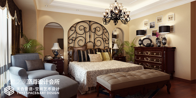 简约 美式 卧室图片来自武汉天合营造设计在南湖半岛230平简美风的分享