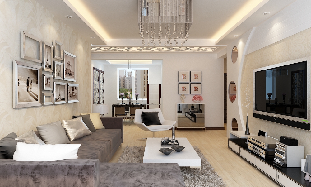 三居 简约 客厅图片来自百家设计小刘在中海国际134平  现代风格 4.2万的分享