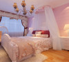 女儿房间以粉色为主不失浪漫，而是别有一番韵味。床头运用白色纱幔，使得整个卧室看起来温馨浪漫。白色的摇篮可以让女儿感受浪漫的气息。