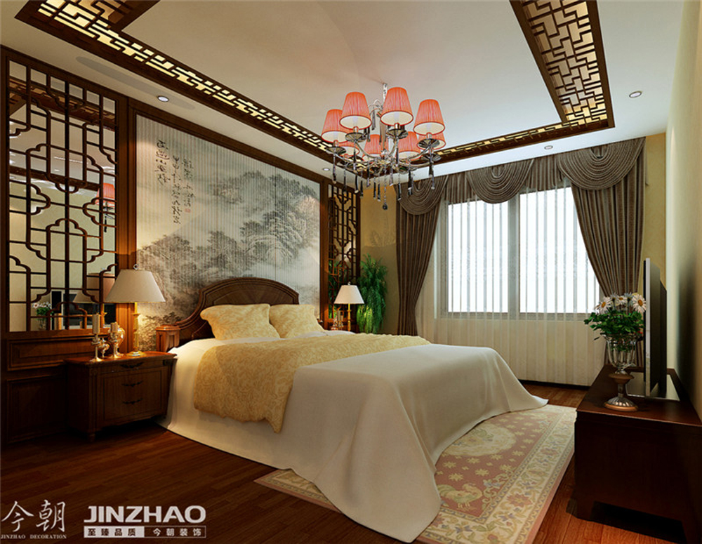 中式 二居 客厅 卫生间 书房 餐厅 卧室图片来自石家庄今朝装饰设计姜先生在沉稳、大气、古朴的中式风格的分享