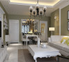 客厅茶几、餐桌为白色，搭配墙漆更显干净整洁