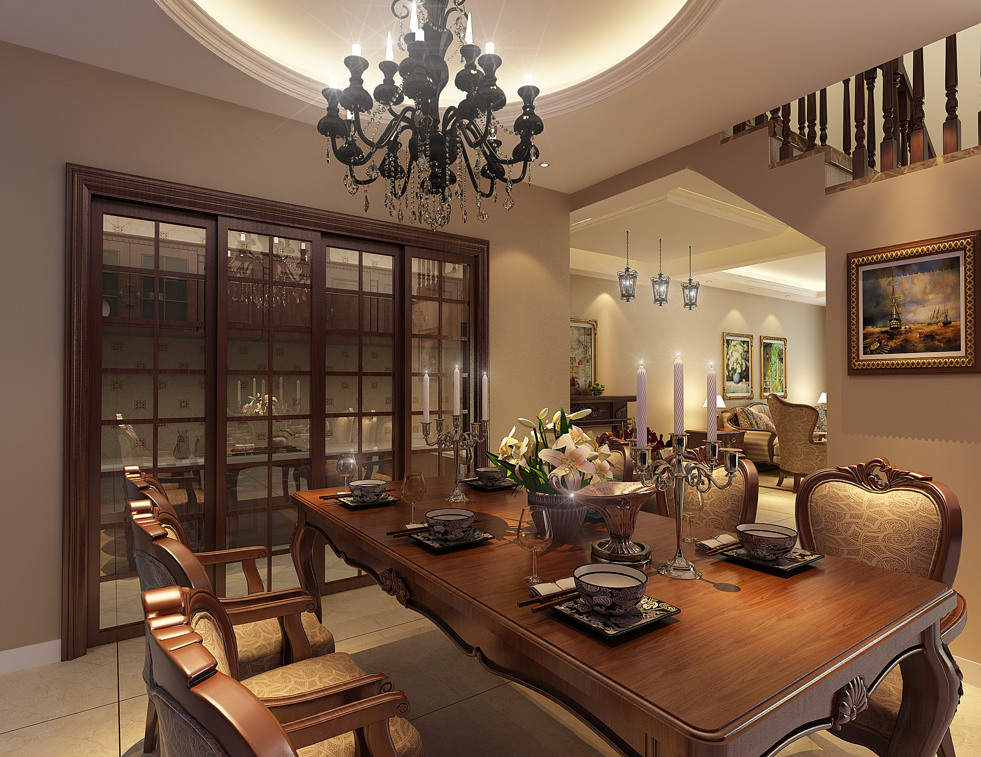 美式乡村 别墅装修 餐厅图片来自实创装饰上海公司在51.8万打造美式乡村别墅装修的分享