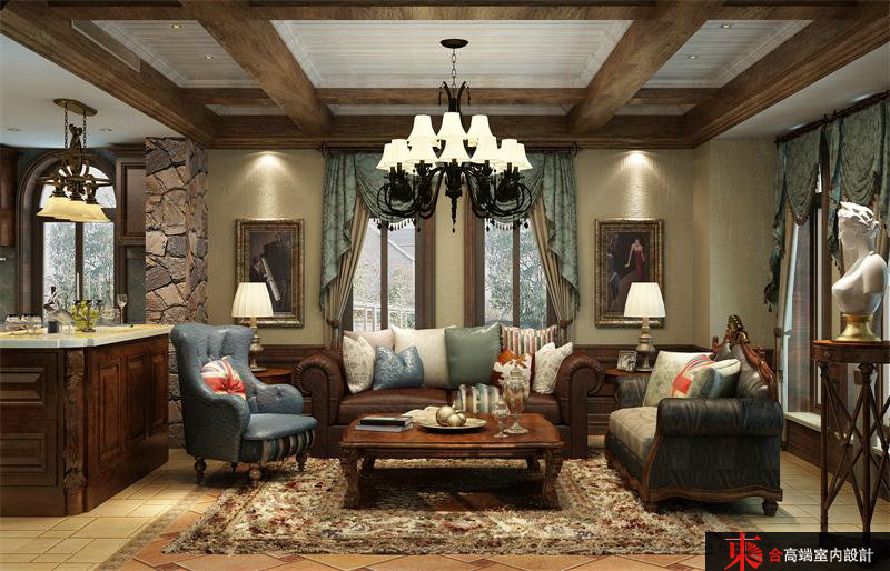 美式 别墅 别墅装修 東合设计 客厅图片来自東合設計-王卫东在古典美式风的分享
