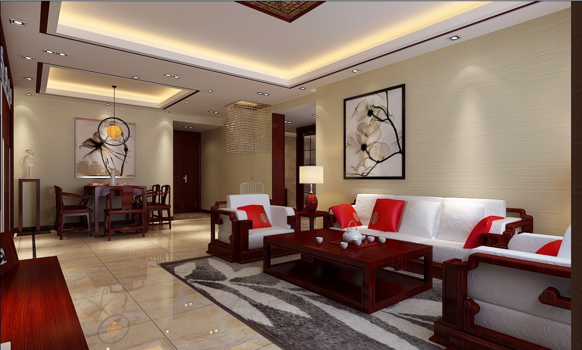 三居 白领 现代 中式 经典 沙发背景 客厅图片来自三金豆豆在简约~的分享
