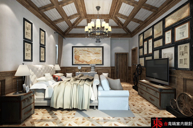 别墅 美式 高端 别墅装修 東合高端 卧室图片来自東合設計-王卫东在美式复古风的分享