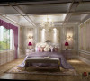 感觉整洁的卧室设计，高雅的星星点点紫色，在圣洁的白色映衬下是显得那样的鲜艳自然