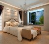 康平苑简中式-卧室效果图，精致的床头背景墙