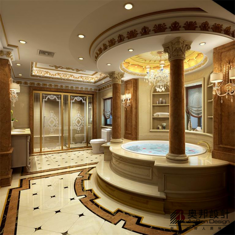 欧式 别墅 古典 奥邦 美式 设计总监 陈浩 卫生间图片来自徐峻在上海博园别墅欧式新古典风格设计的分享