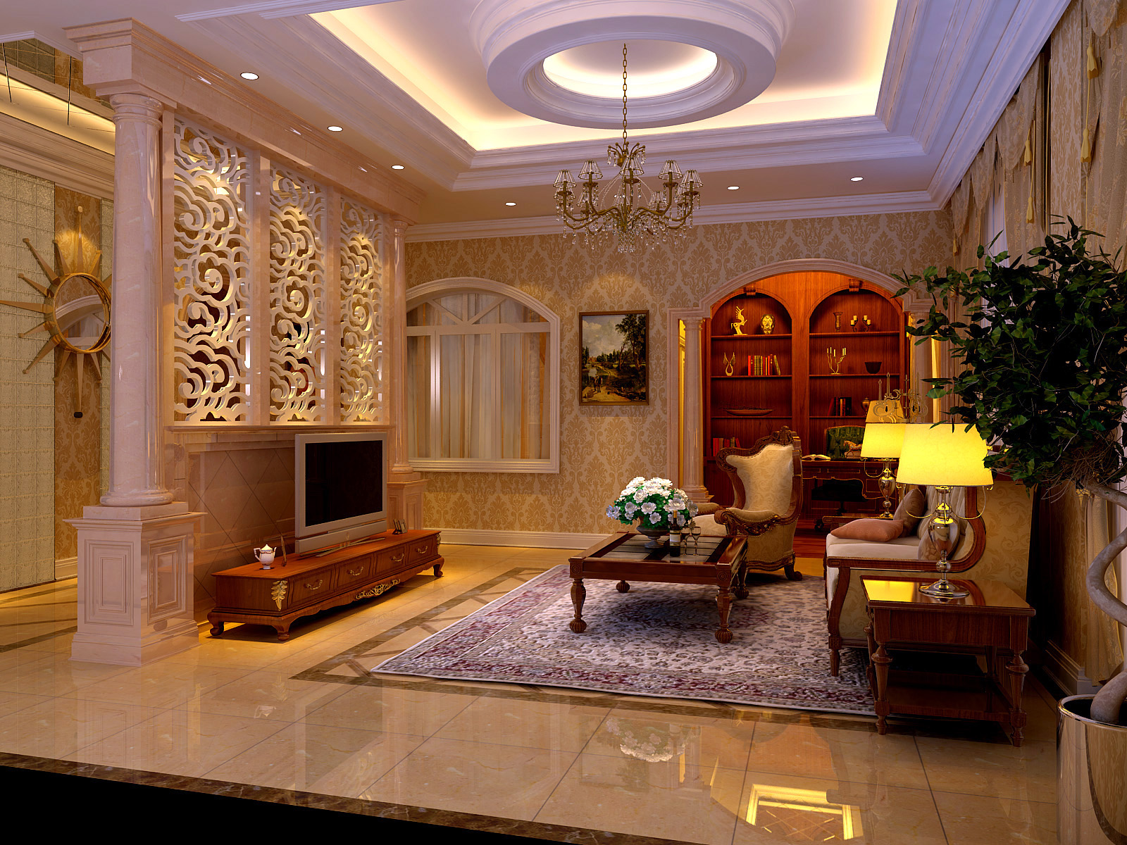 欧式 别墅 白领 收纳 80后 小资 客厅图片来自实创装饰百灵在精美的造型达到雍容华贵的效果的分享