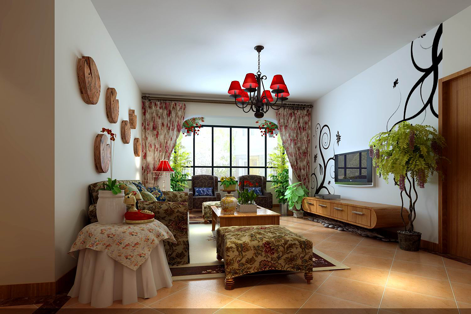 田园 三居 客厅图片来自超凡装饰赛威在正弘山140田园风格案例赏析的分享