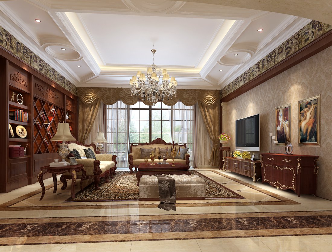 别墅 中式风格 白领 客厅 客厅图片来自北京别墅装修案例在千章墅中式风格叠拼方案展示的分享