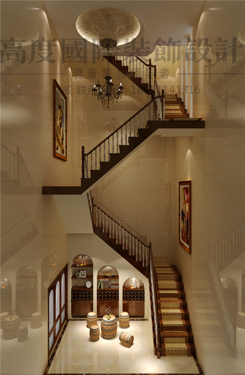 简约 欧式 田园 混搭 四居 楼梯图片来自高度国际装饰设计刘威在旭辉御府四室三厅中式风格的分享