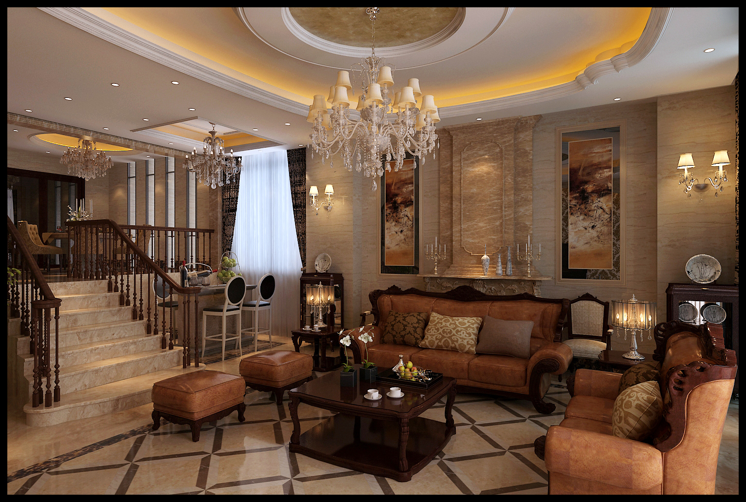 美式 别墅 客厅图片来自实创装饰上海公司在美式风格别墅装修的分享