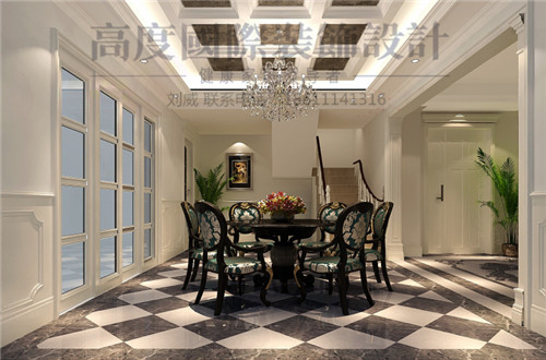 复式 法式 别墅 餐厅图片来自高度国际装饰设计刘威在旭辉御府复式法式风格的分享