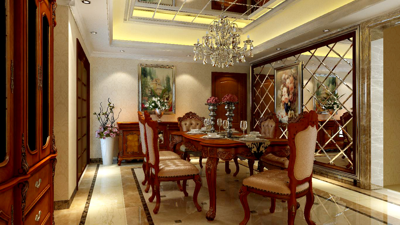 欧式 四居 装修 设计 孙莎设计 餐厅图片来自石家庄龙发装饰孙莎莎在恒大华府案例的分享