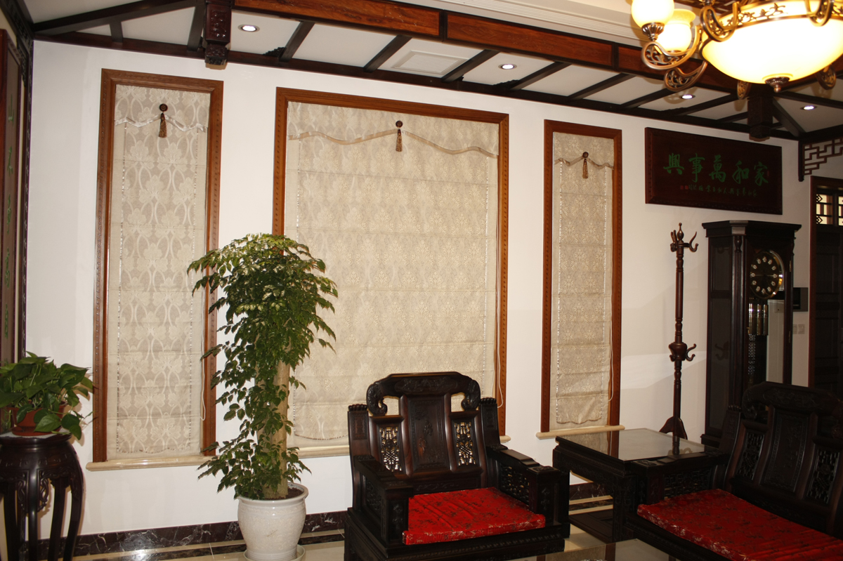 中式 客厅 卧室 书房图片来自骑盛窗帘织围脖在别墅装修案例的分享