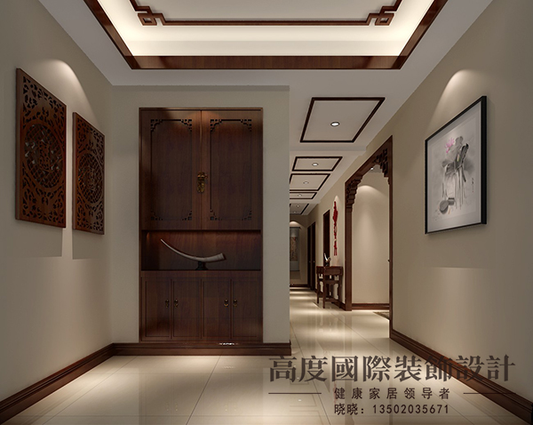 新中式 三居 小资 高度国际 玄关图片来自天津高度国际装饰设计在王府壹号~~~新中式风格的分享