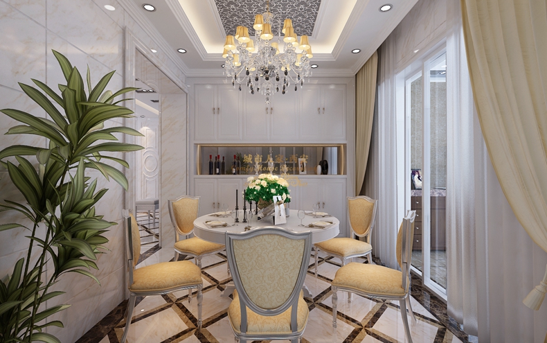 欧式风格 三居 收纳 旧房改造 白领 餐厅图片来自西安城市人家装饰公司在欧式风格-150平米装修设计的分享
