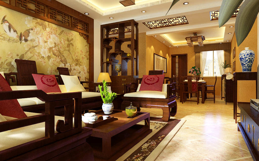 客厅图片来自石家庄品界国际装饰在石家庄碧水青园新中式风情的分享