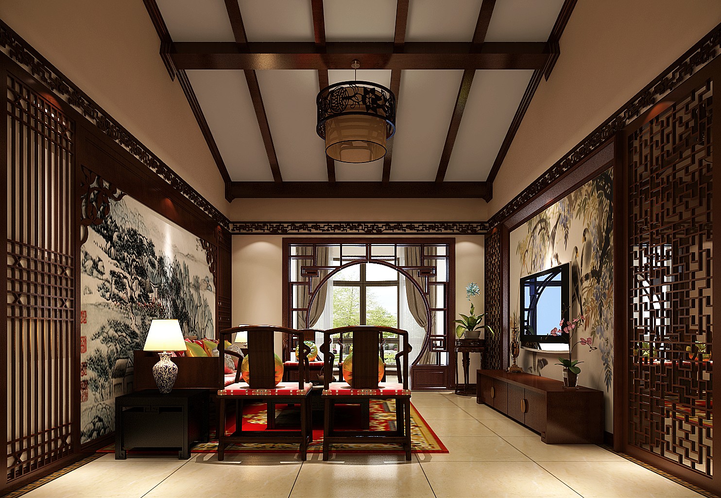 中式 三居 高雅 精雕细琢 高度国际 客厅图片来自高度国际装饰刘玉在金色漫香苑----朴素优美的分享