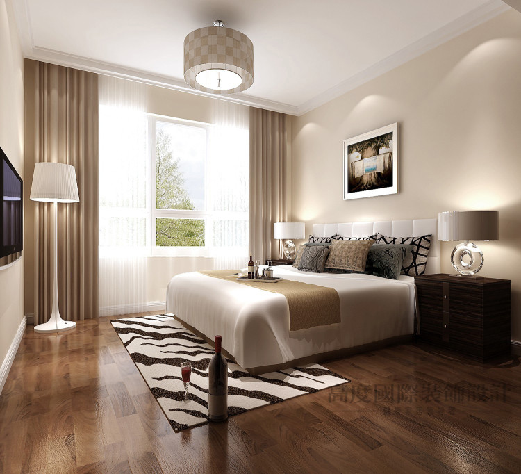 现代 三居 优雅 温馨 卧室图片来自高度国际设计装饰在中信城140㎡三居现代风格案例的分享