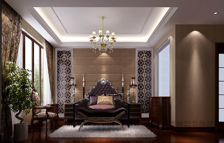 中式 三居 卧室图片来自高度国际设计装饰在西山壹号院180平米新中式风格的分享
