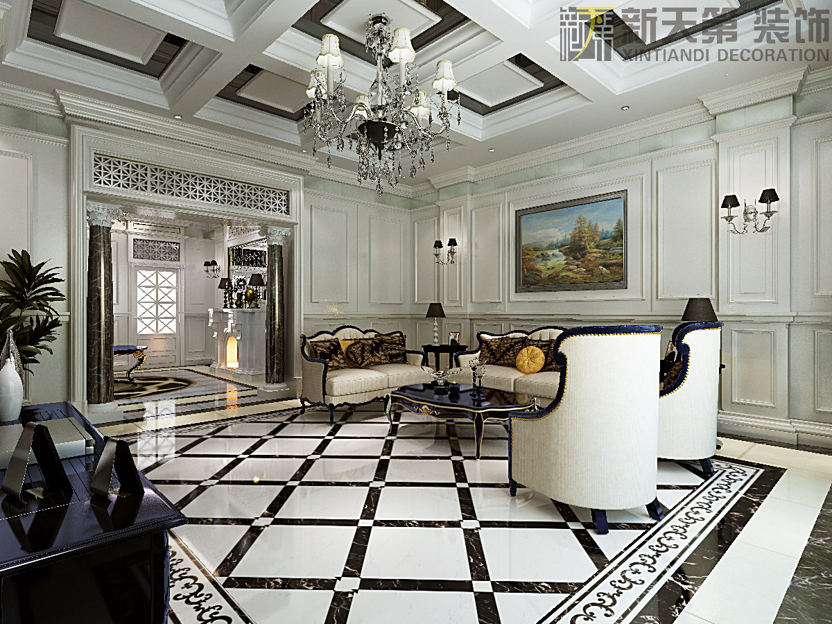欧式 别墅 小资 客厅图片来自新天第装饰-范书杰在黑白简欧的分享