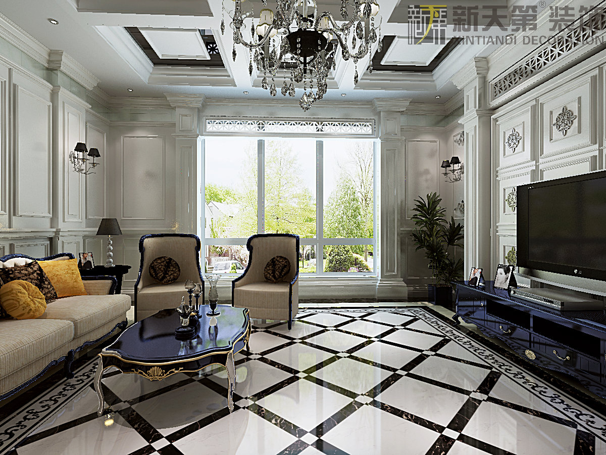 欧式 别墅 小资 客厅图片来自新天第装饰-范书杰在黑白简欧的分享