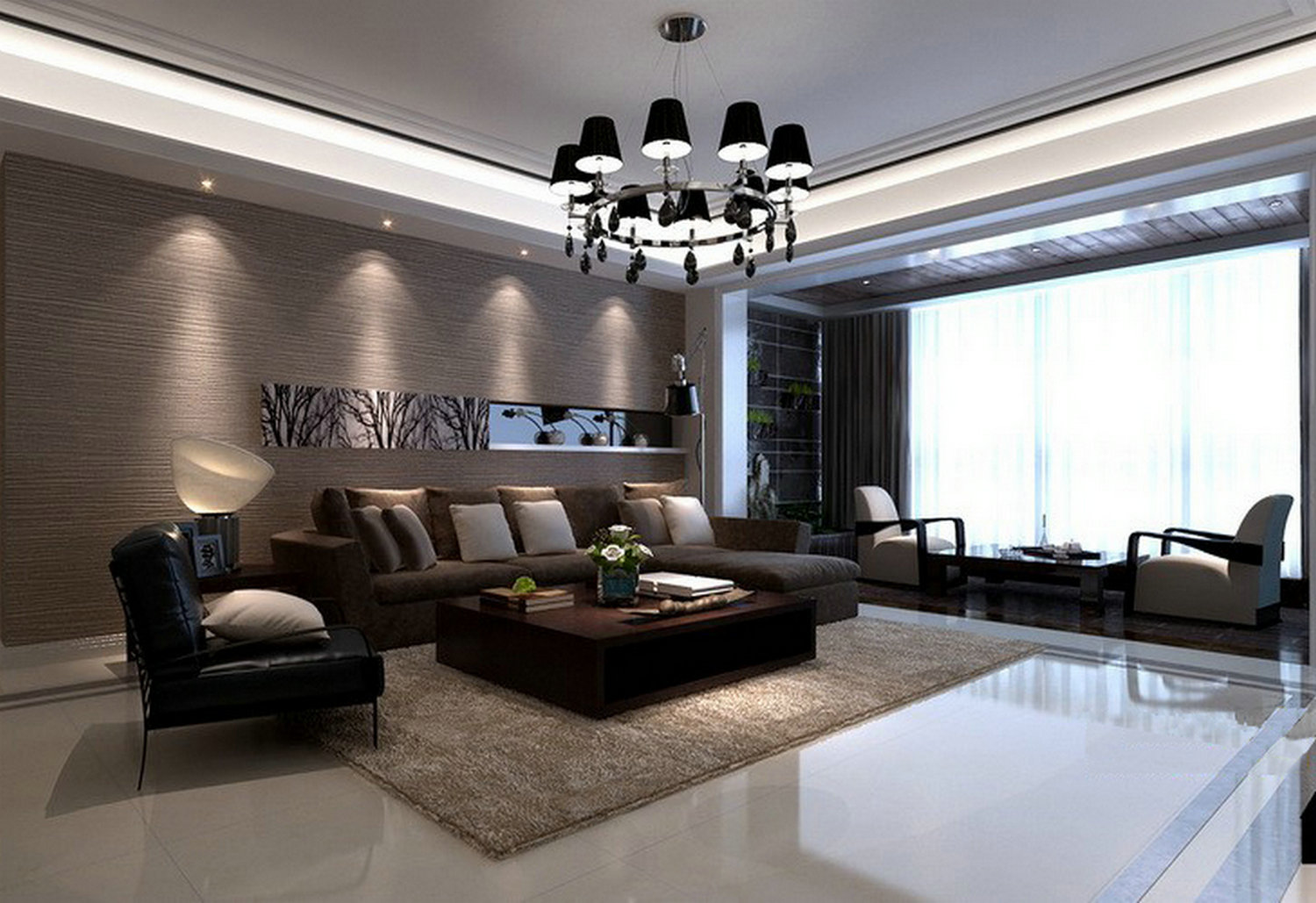 三居 现代风格 150平 装修设计 客厅图片来自实创装饰晶晶在CEO女强人现代风格的分享